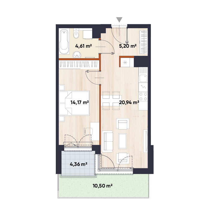 Plan 2 pok. 45m²