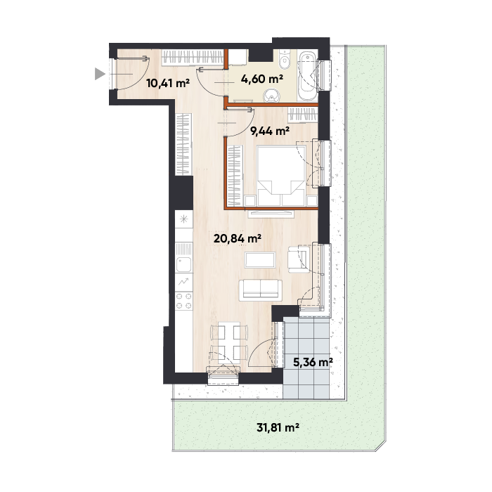 Plan 2 pok. 45m²