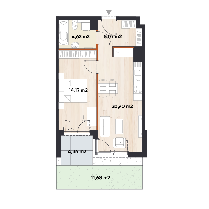 Plan 2 pok. 45m²