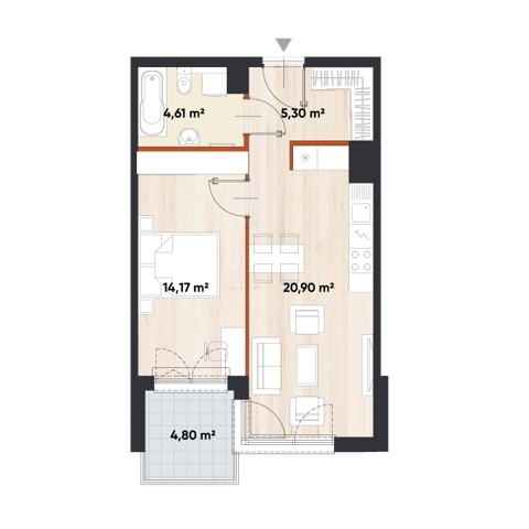 Plan 2 pok. 45m²