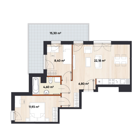Plan 3 pok. 62m²