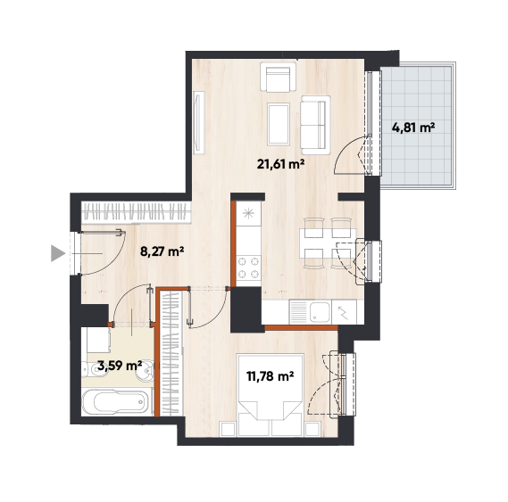 Plan 2 pok. 45m²