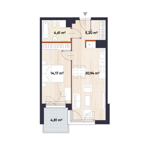 Plan 2 pok. 45m²