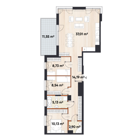 Plan 4 pok. 87m²