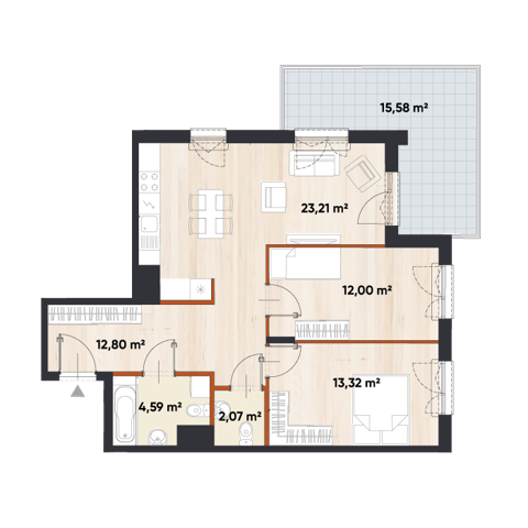 Plan 3 pok. 68m²