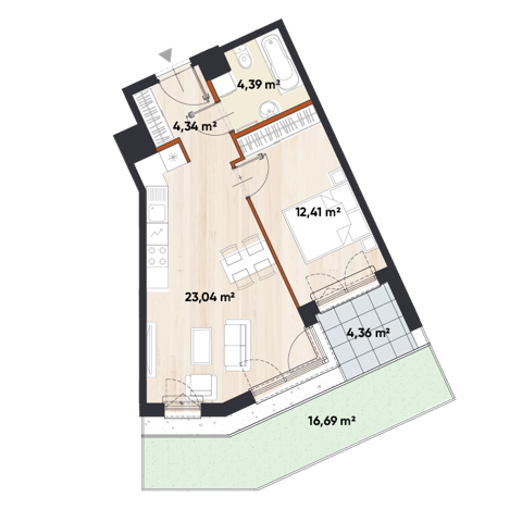 Plan 2 pok. 44m²