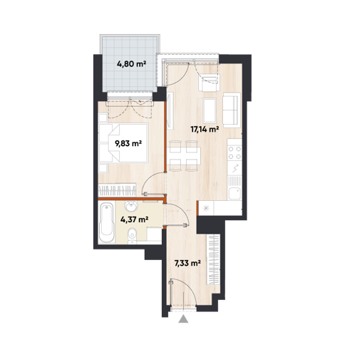 Plan 2 pok. 39m²