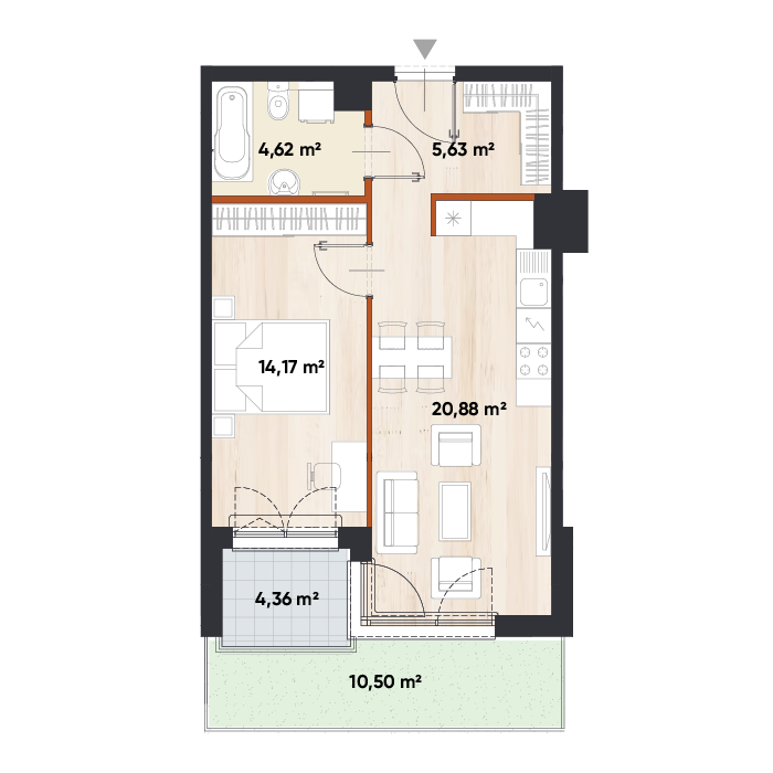 Plan 2 pok. 45m²