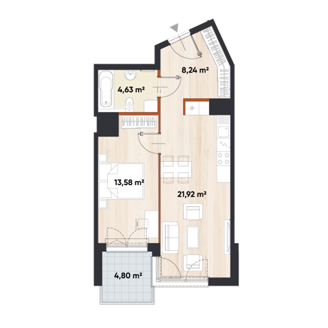 Plan 2 pok. 48m²