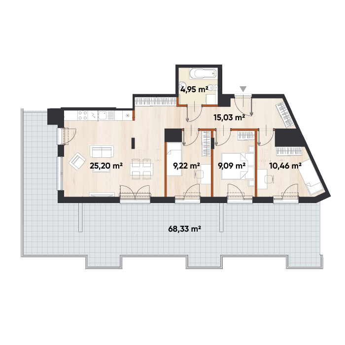 Plan 4 pok. 74m²