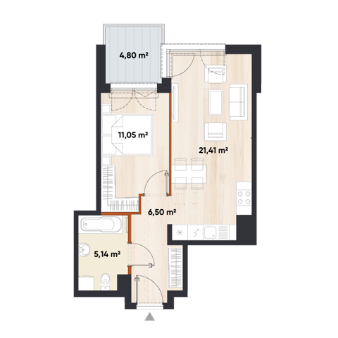 Plan 2 pok. 44m²