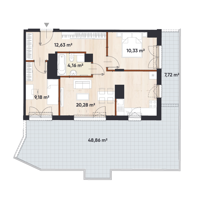 Plan 3 pok. 57m²