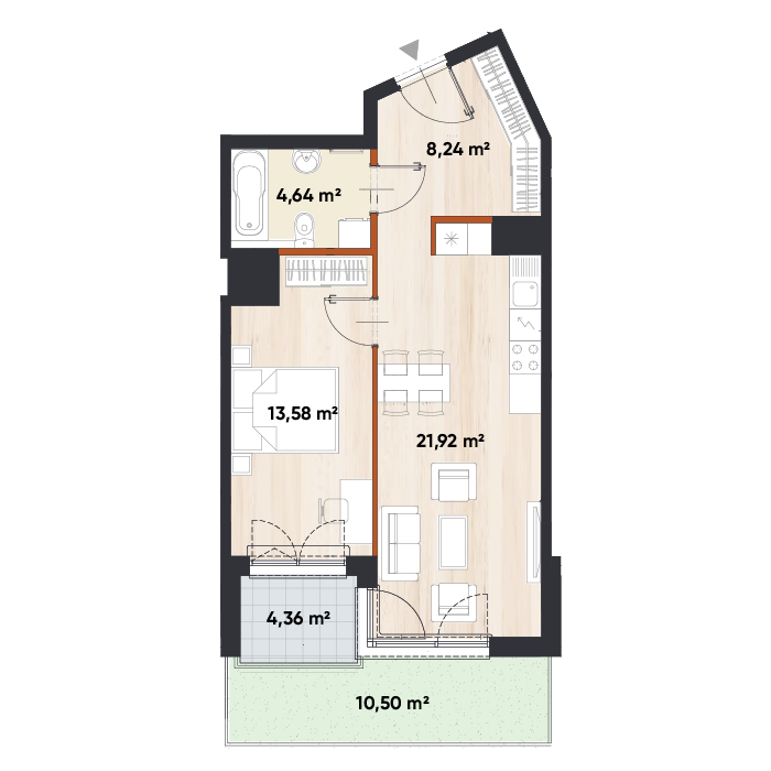 Plan 2 pok. 48m²
