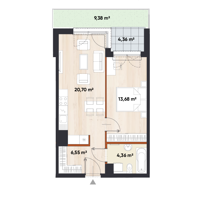 Plan 2 pok. 45m²
