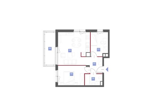 Plan 3 pok. 56m²