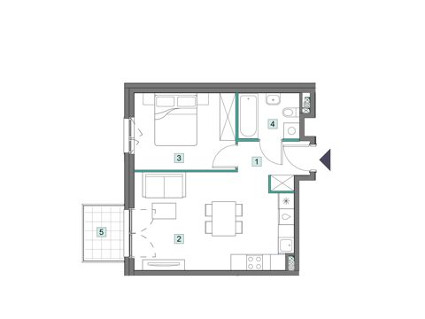 Plan 2 pok. 41m²
