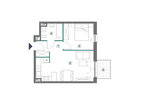 Plan 2 pok. 42m²