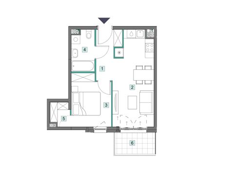 Plan 2 pok. 38m²