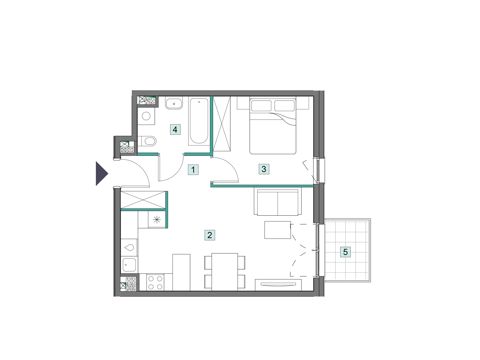 Plan 2 pok. 42m²