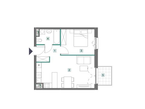 Plan 2 pok. 43m²