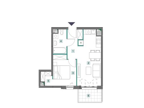Plan 2 pok. 38m²