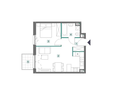 Plan 2 pok. 42m²