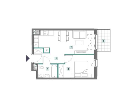 Plan 2 pok. 39m²