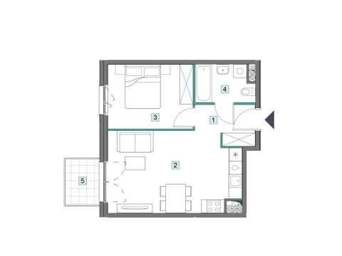 Plan 2 pok. 41m²