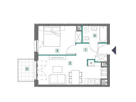 Plan 2 pok. 36m²