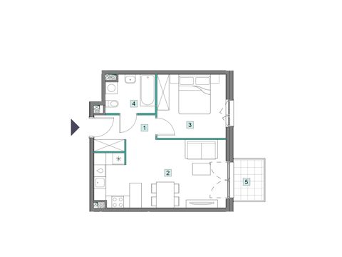 Plan 2 pok. 42m²