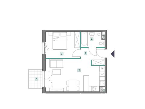 Plan 2 pok. 43m²