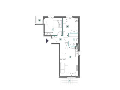 Plan 3 pok. 62m²