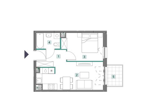 Plan 2 pok. 36m²
