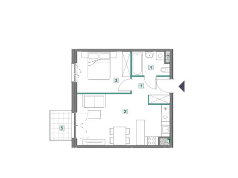 Plan 2 pok. 43m²