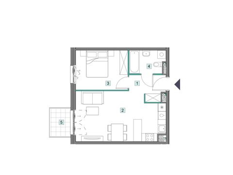 Plan 2 pok. 43m²