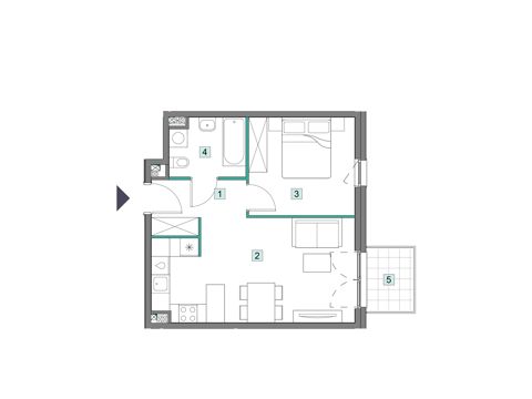 Plan 2 pok. 42m²