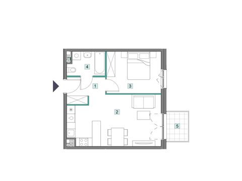 Plan 2 pok. 43m²
