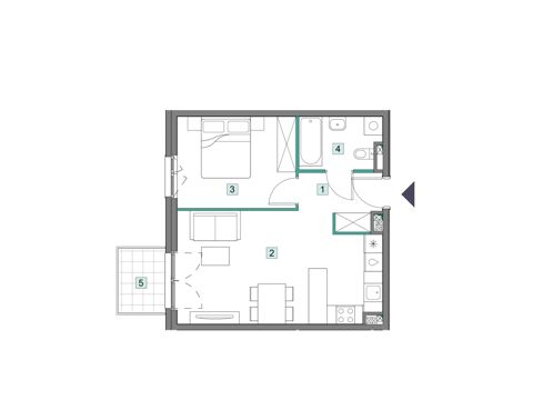 Plan 2 pok. 43m²