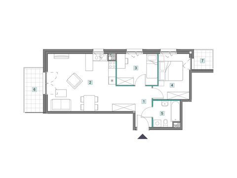 Plan 3 pok. 57m²