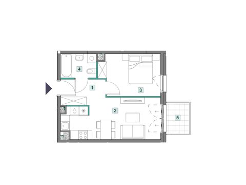 Plan 2 pok. 36m²