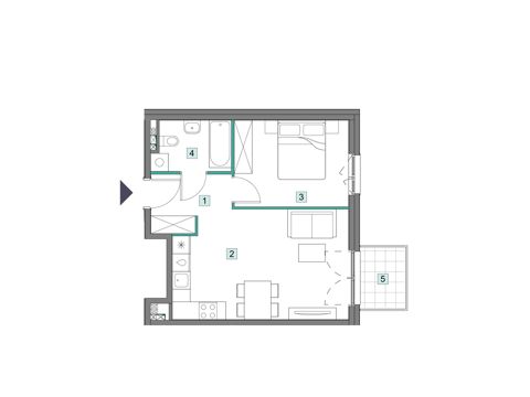 Plan 2 pok. 42m²