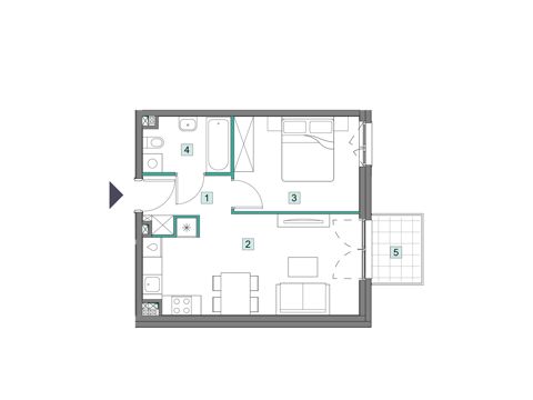 Plan 2 pok. 39m²