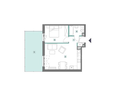 Plan 2 pok. 46m²