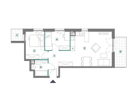 Plan 3 pok. 57m²