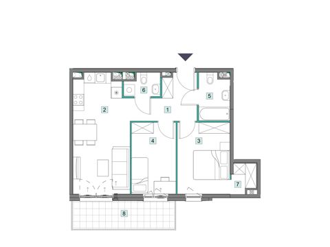 Plan 3 pok. 56m²