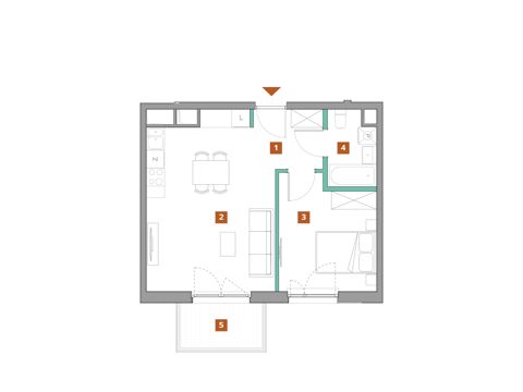 Plan 2 pok. 44m²