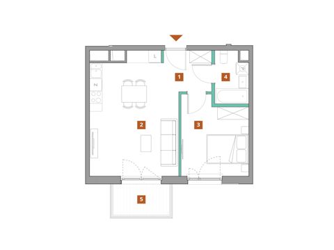 Plan 2 pok. 44m²