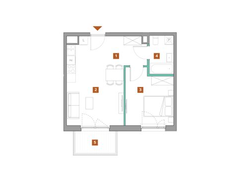 Plan 2 pok. 42m²