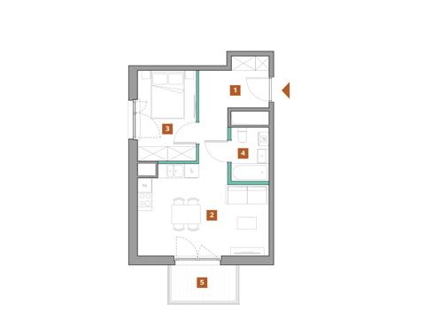 Plan 2 pok. 40m²
