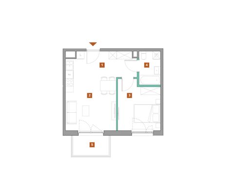 Plan 2 pok. 42m²